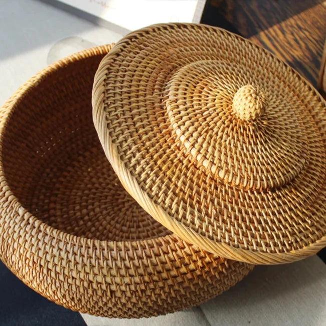 Caixa de Armazenamento de Rattan Artesanal