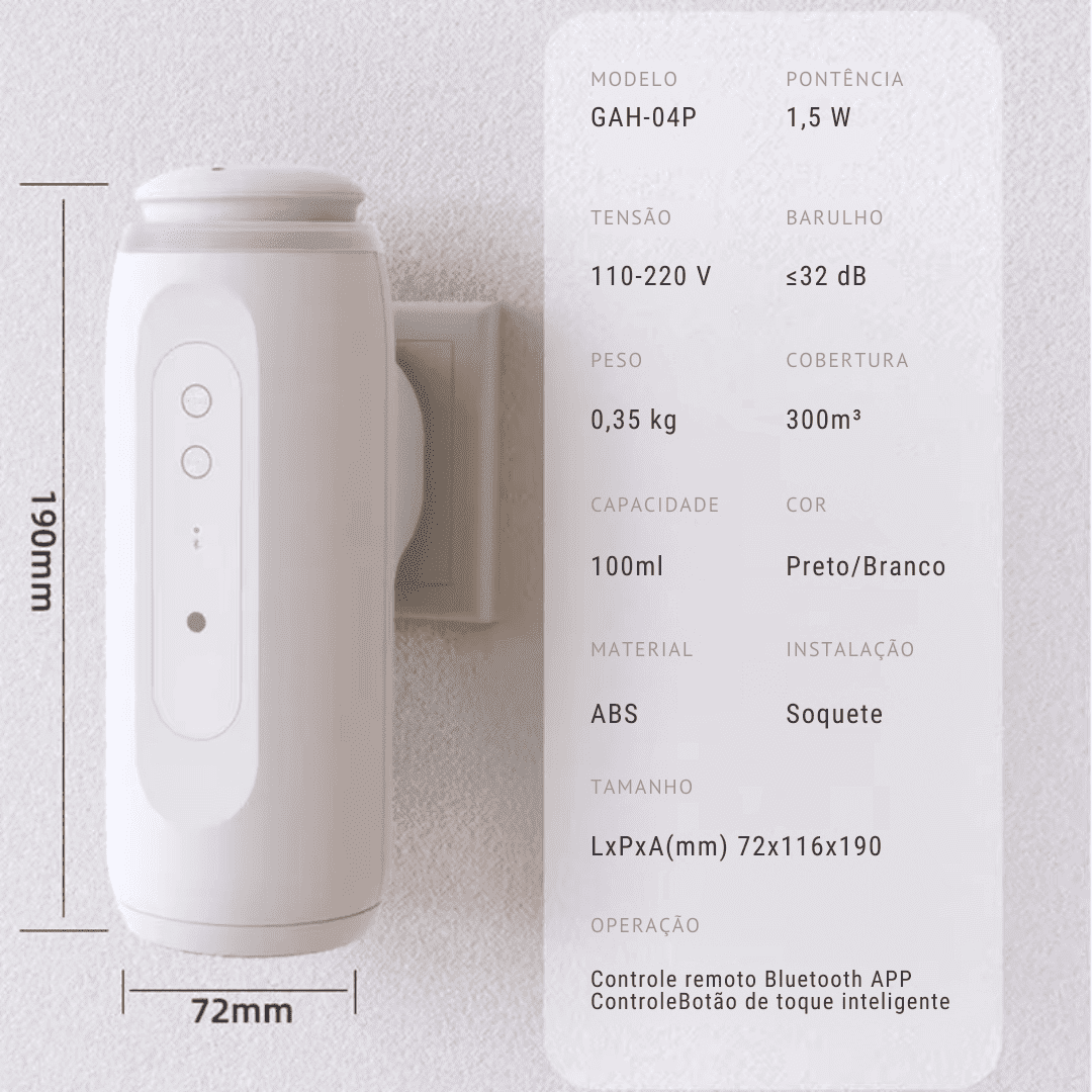 Difusor Inteligente de Óleo Essencial com Bluetooth