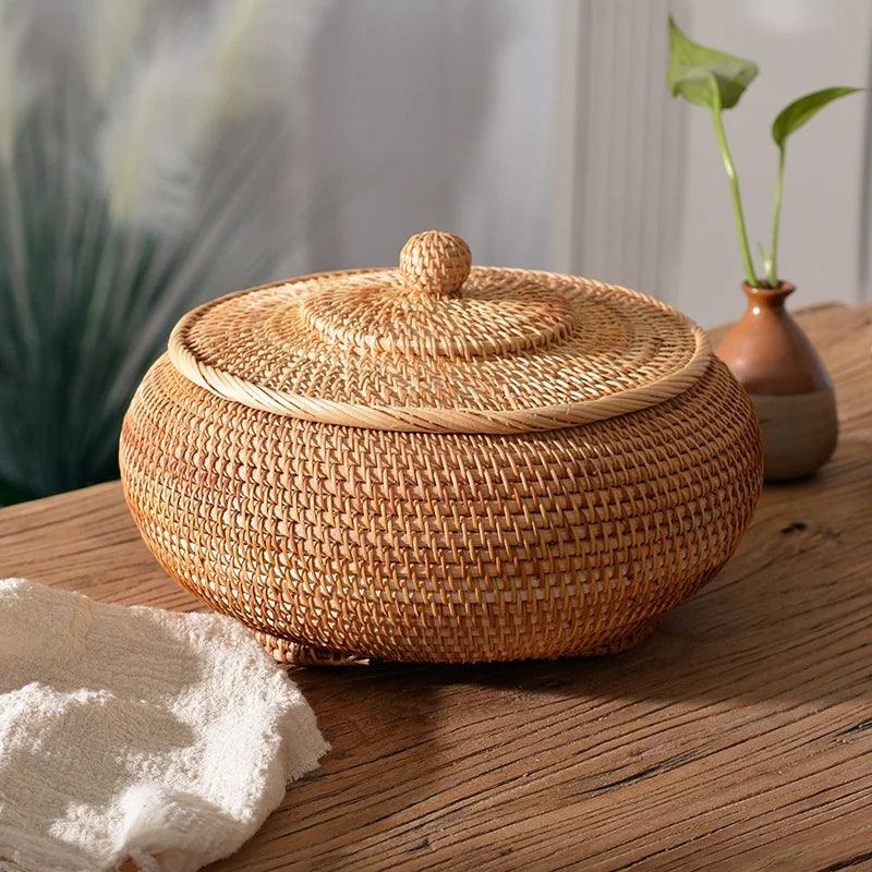 Caixa de Armazenamento de Rattan Artesanal